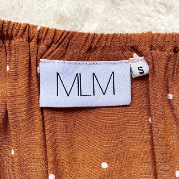 MLM label Maison Off Shoulder Burnt orange polka dot oversized top small - Picture 8 of 8